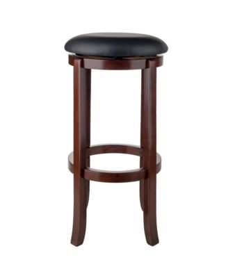 Bar Stool Solid Wood, Swivel Cushioned PVC Seat