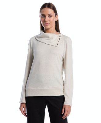 Petite Long-Sleeve Cowl Neck Blouse