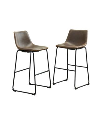 Lotusville Vintage PU Leather Counter Height Stools,  Set of 2