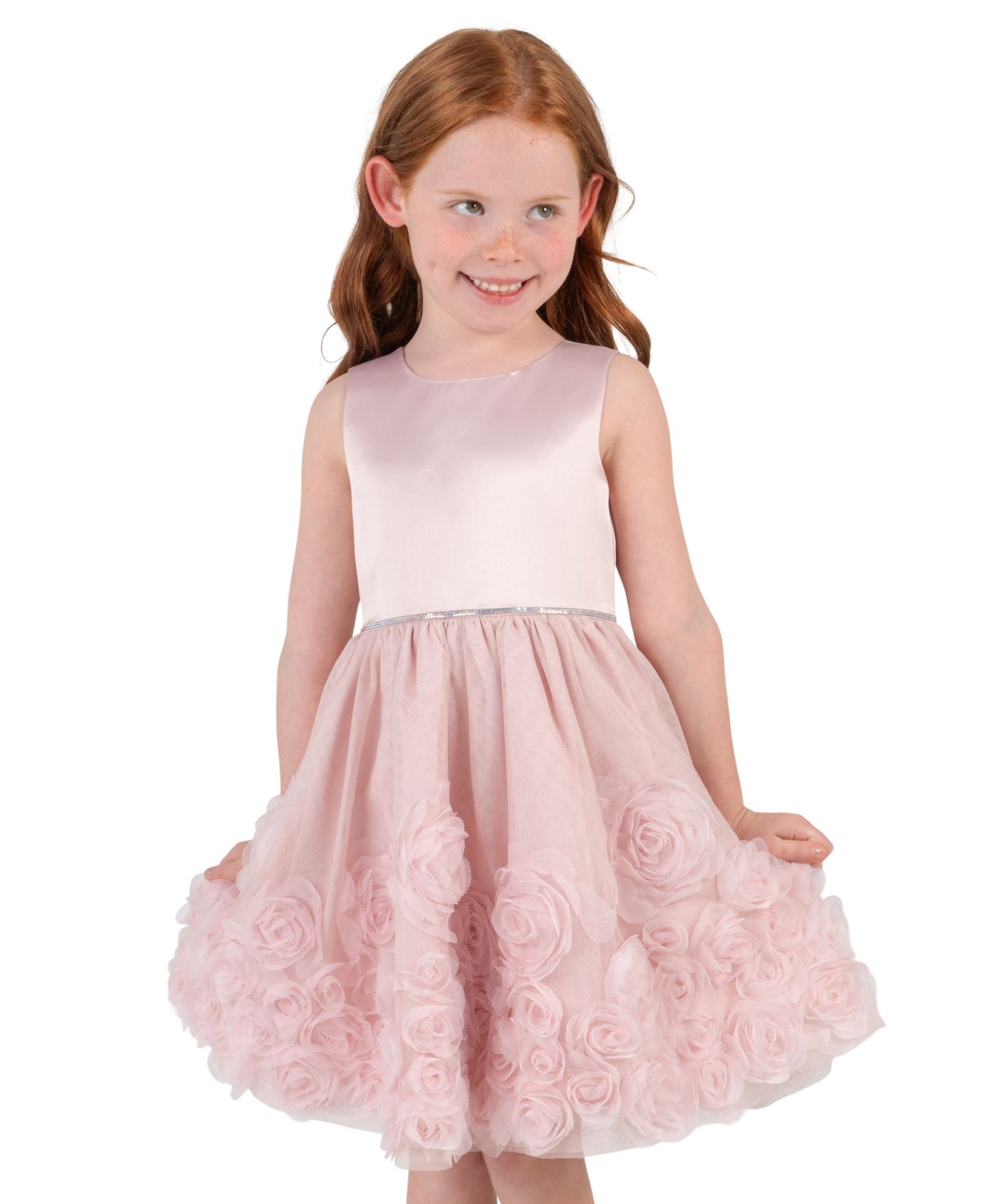 Платье Rare Editions Satin Sleeveless with Fur Bolero для девочек, цвет: Розовый — фото 3