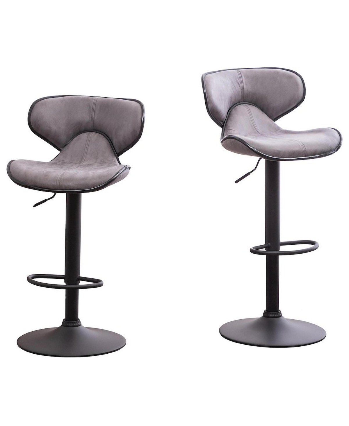 Roundhill Furniture Masaccio Weathered Gray Adjustable Swivel Barstool Chrome Base, Set of 2