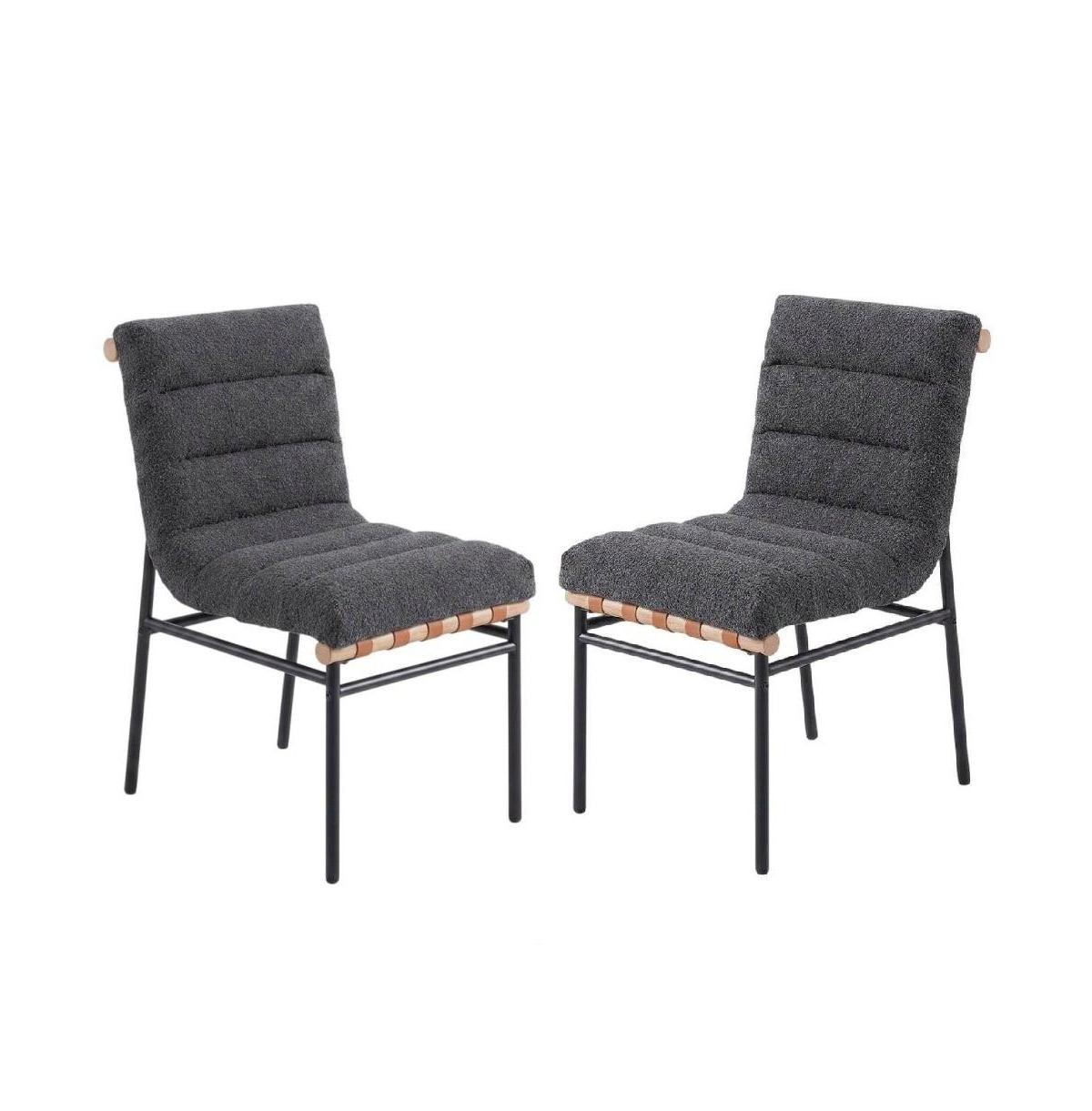 FurniFact Boucle Fabric Dining Chairs Set of 2 with Iron Legs