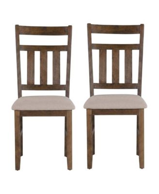 Rustic Umber Side Chair with Polyester Upholstery and Comfortable Seat, Set of 2
