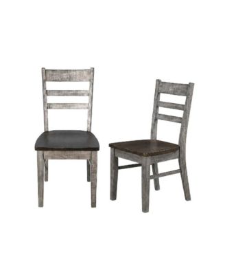 Ladderback Dining Chairs with Wooden Seats, Set of 2