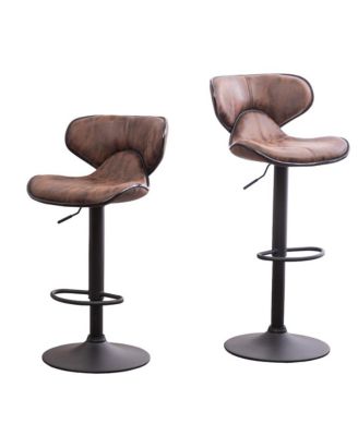 Masaccio Weathered Adjustable Swivel Barstool Chrome Base, Set of 2