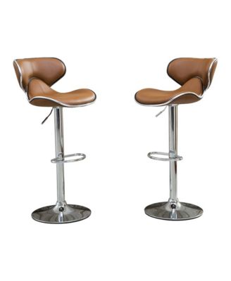 Masaccio Caramel Leatherette Adjustable Swivel Barstool Chrome Base