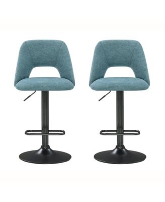 Nuvia Contemporary Adjustable Barstool with Upholstered Swivel Seats