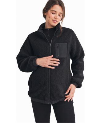 Maternity Sherpa Zip-Front Jacket