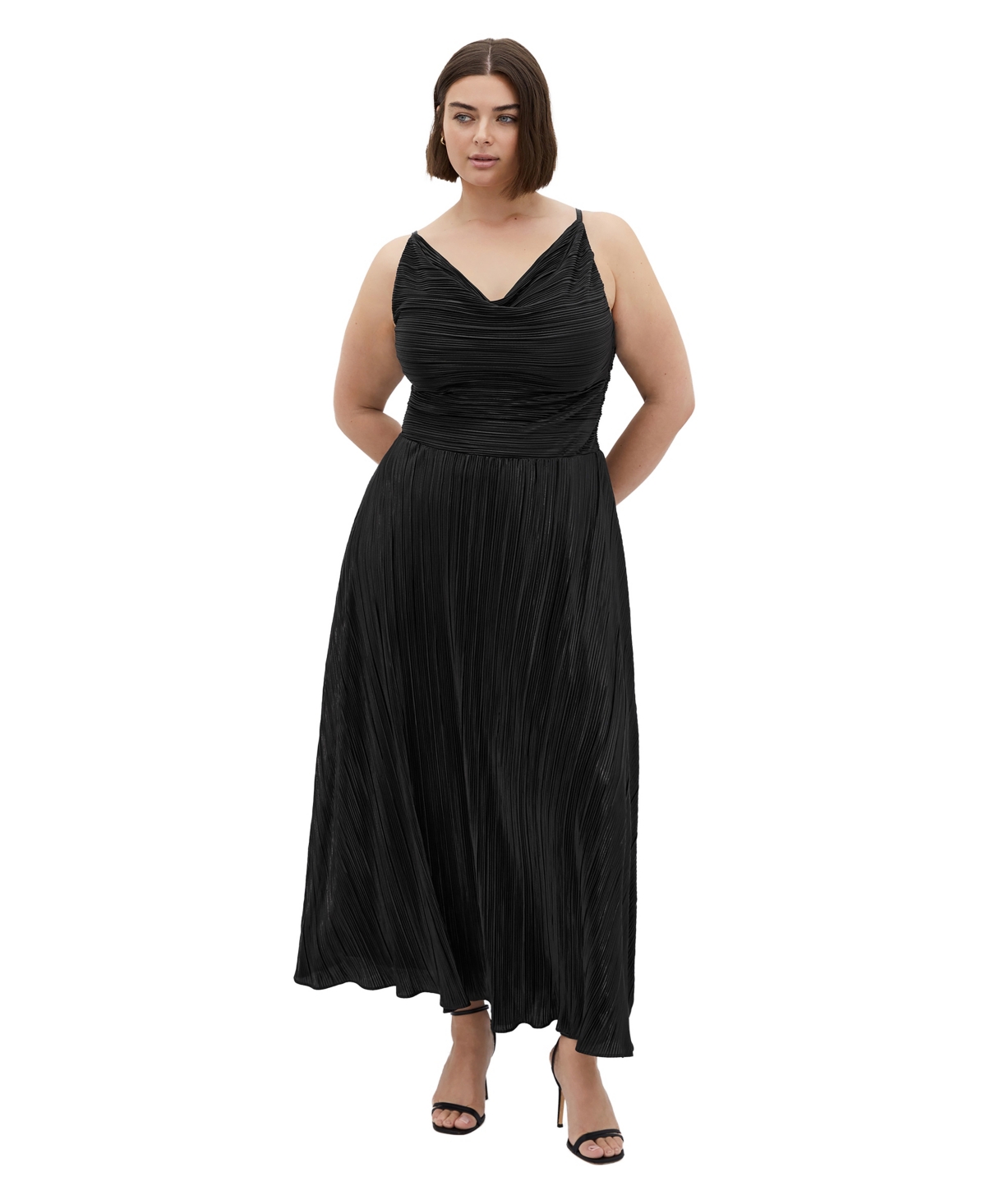 City Chic Women's Kamila Cowl Neck Metallic Dress - Black