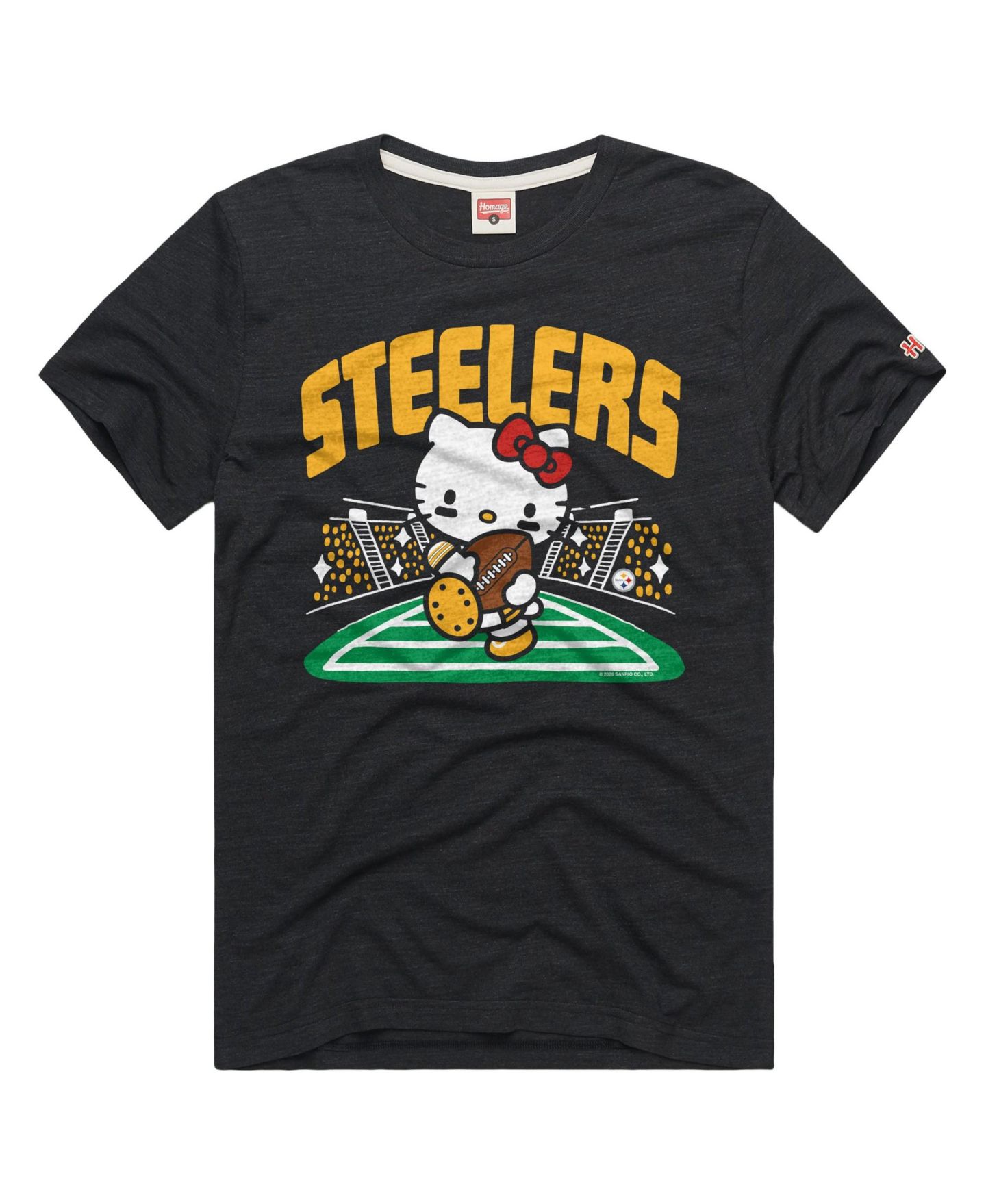 Футболка Homage Charcoal Pittsburgh Steelers X Hello Kitty Triblend — фото 1