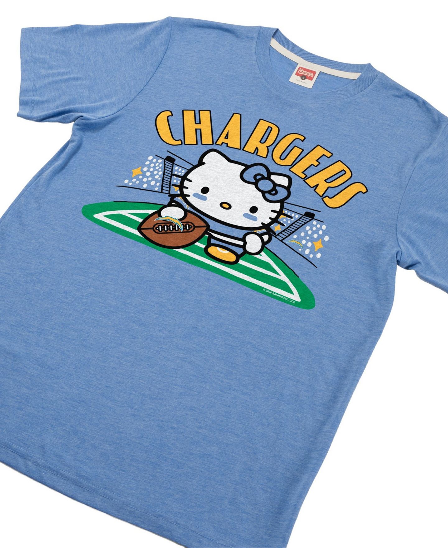 Футболка Homage Powder Blue Los Angeles Chargers X Hello Kitty Triblend — фото 3