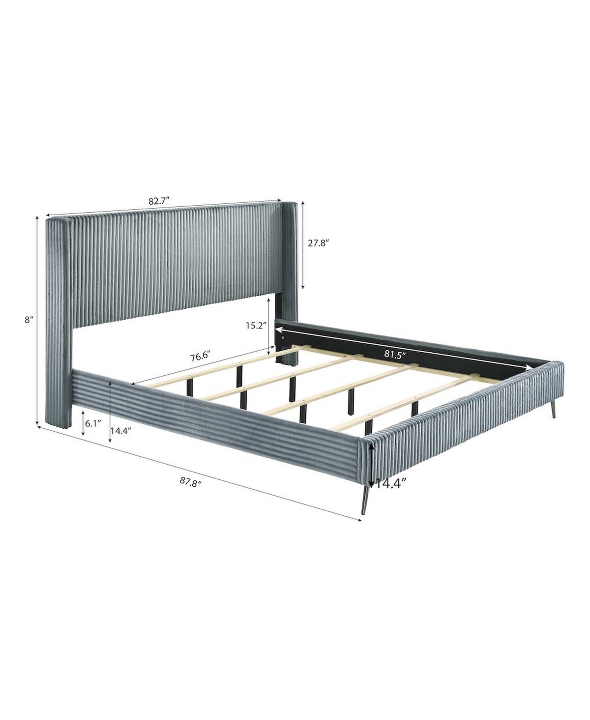 Roundhill Furniture Mavela Wide Wale Corduroy Upholstery Panel King Bed