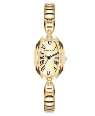 Women's Quartz Oval Champagne Dial Gold-Tone Alloy Metal Bracelet Watch 19mm
