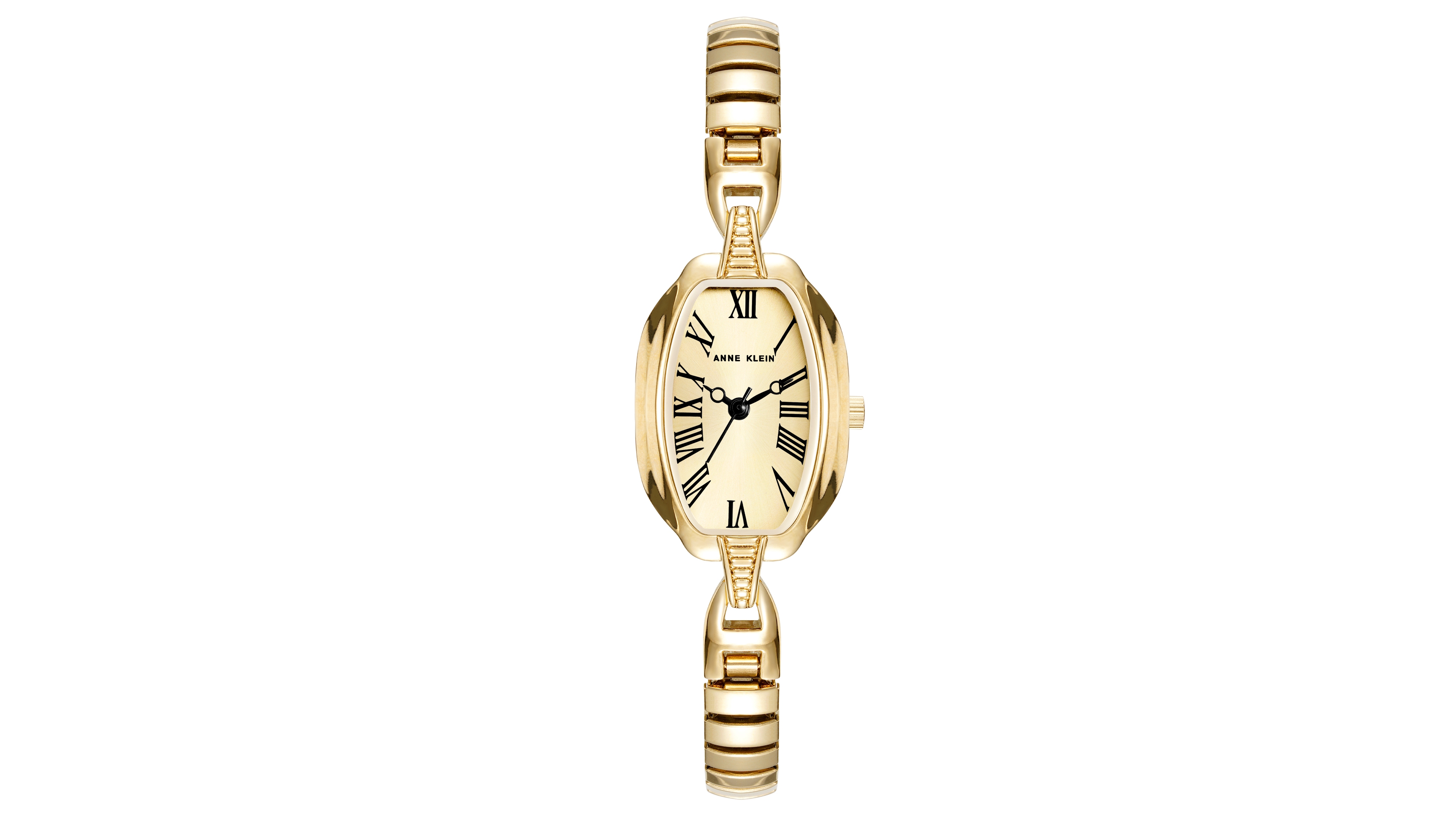 Anne Klein Women's Quartz Oval Champagne Dial Gold-Tone Alloy Metal Bracelet Watch 19mm