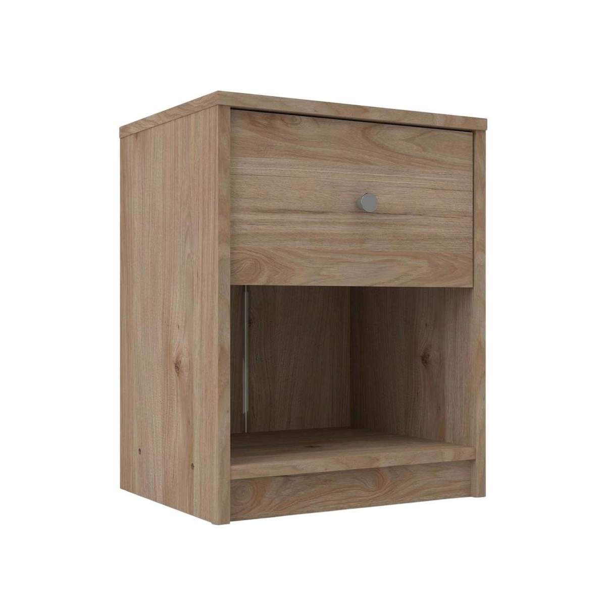 FurniFact Hickory Nightstand with One Drawer and Timeless Style