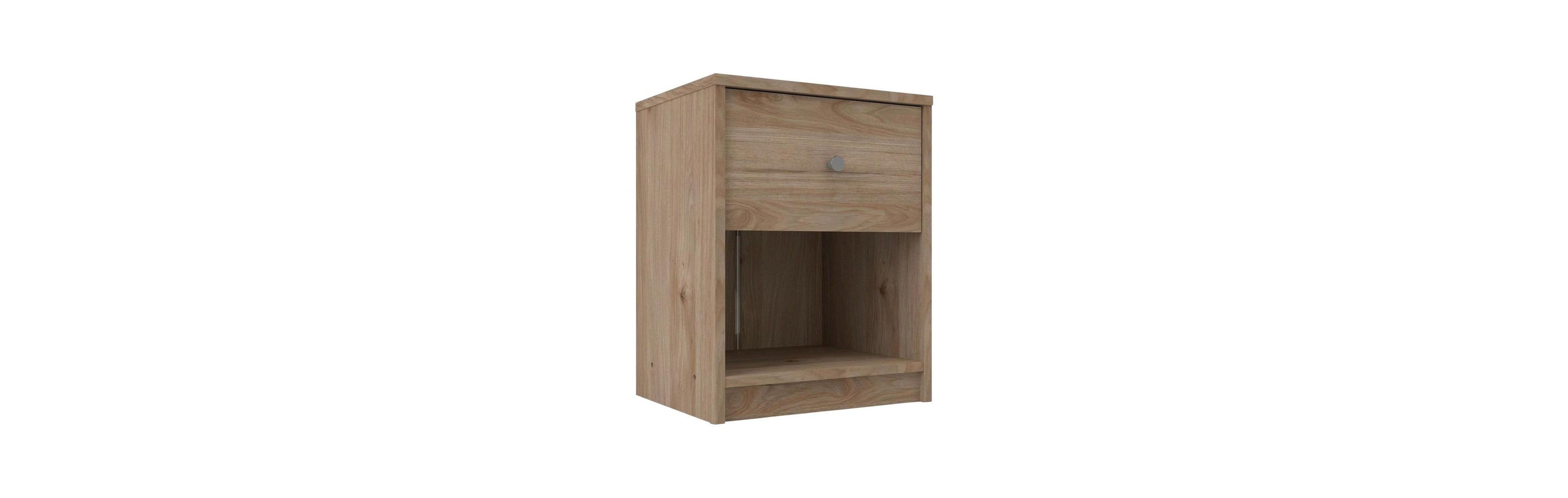 FurniFact Hickory Nightstand with One Drawer and Timeless Style