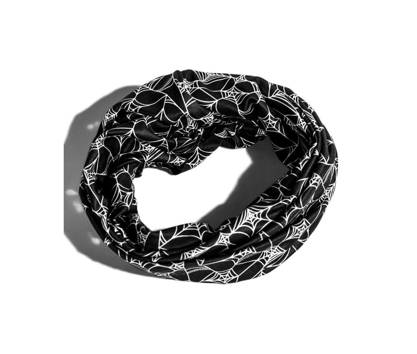 Детские аксессуары для волос Headbands of Hope Luxe Reversible Tube Turban Spider-Web Print Nine-Way Wear Headband, цвет: Чёрный / Белый — фото 1