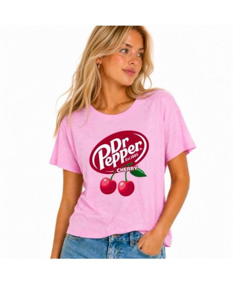 Женская футболка Grayson Threads, The Label Juniors' Dr Pepper Cherry Retro Graphic, цвет: Светлый фиолетовый