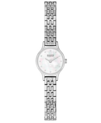 Women's Quartz Anita Micro Imitation Pearl Silver-Tone Stainless Steel Bracelet Watch 20mm