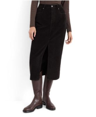 Women's High-Rise Organic Corduroy Midi Skirt