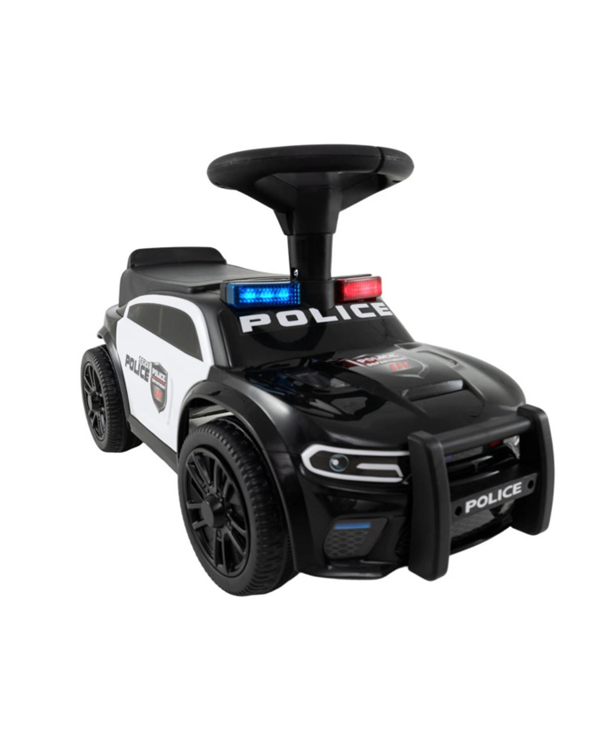 Sevorley Kids Police Push Car, Metal, Flashing Lights & Siren with Under-Seat Storage & Foot-to-Floor Ride-On Car, 44 lbs, 18 Months+ - Black