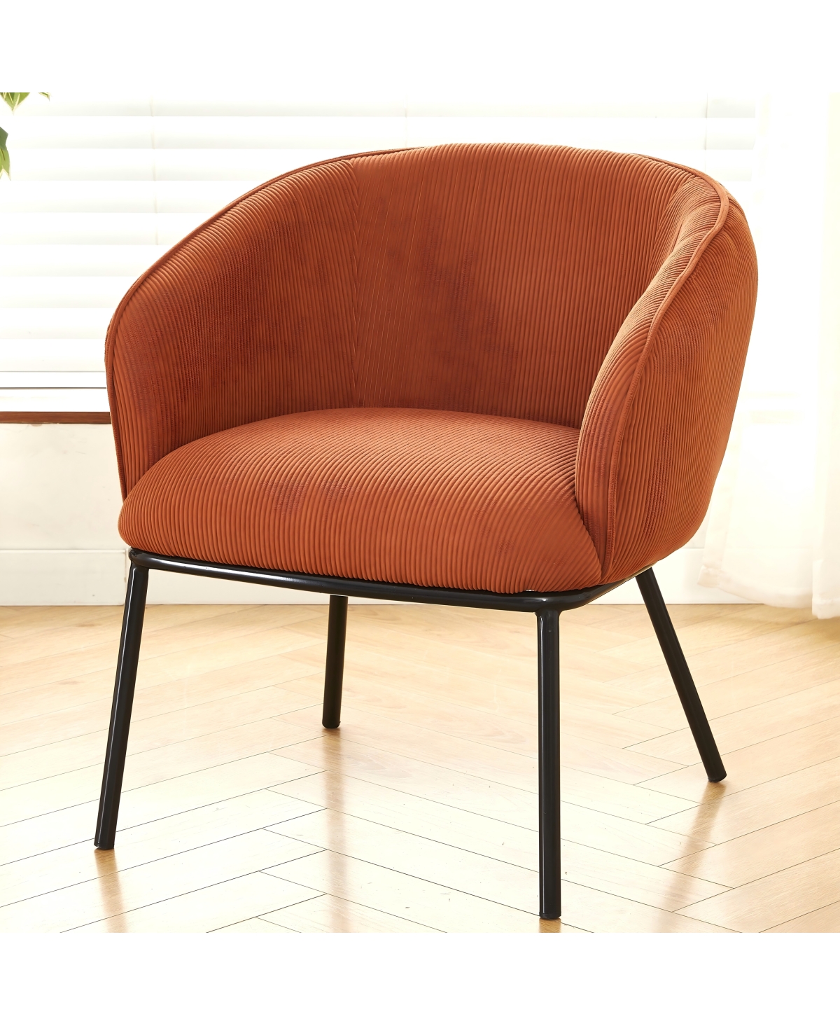 Streamdale Furniture Modern Corduroy Accent Chair with Metal Legs - Orange