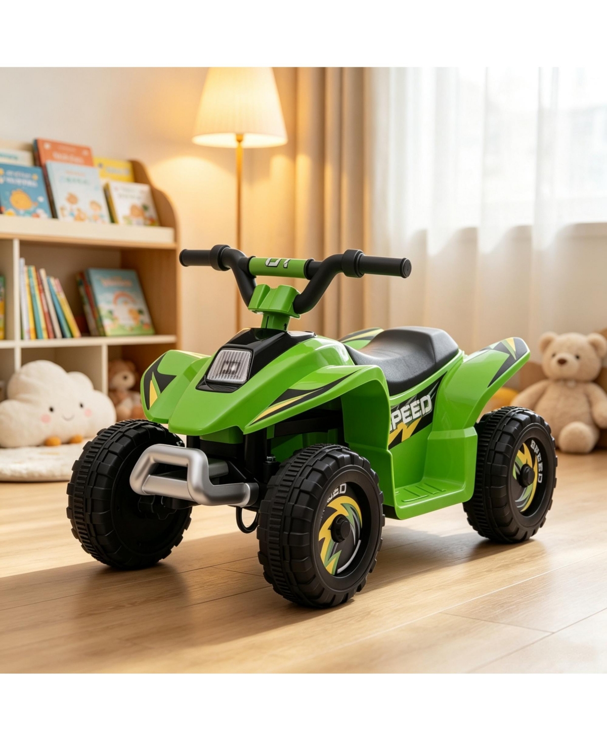 Sevorley 6V Kids Motorized Quad - 4-Wheeler Atv Ride on Car with Forward, Reverse Switch for 18-36 Months Old - Green