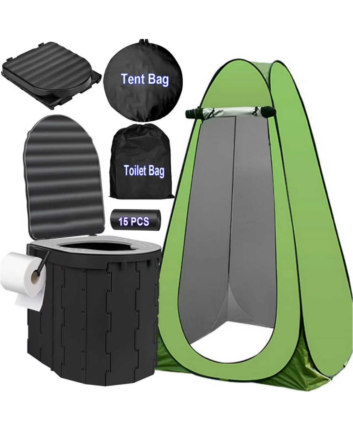 Sevorley Portale Foldable Camping Toilet Set with Privacy Tent, Comfortable Seating: Features a newly designed