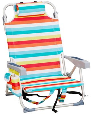 636582cm Short Oxford Cloth Silver White Aluminum Tube Bearing 100kg Beach Chair Rainbow Stripes