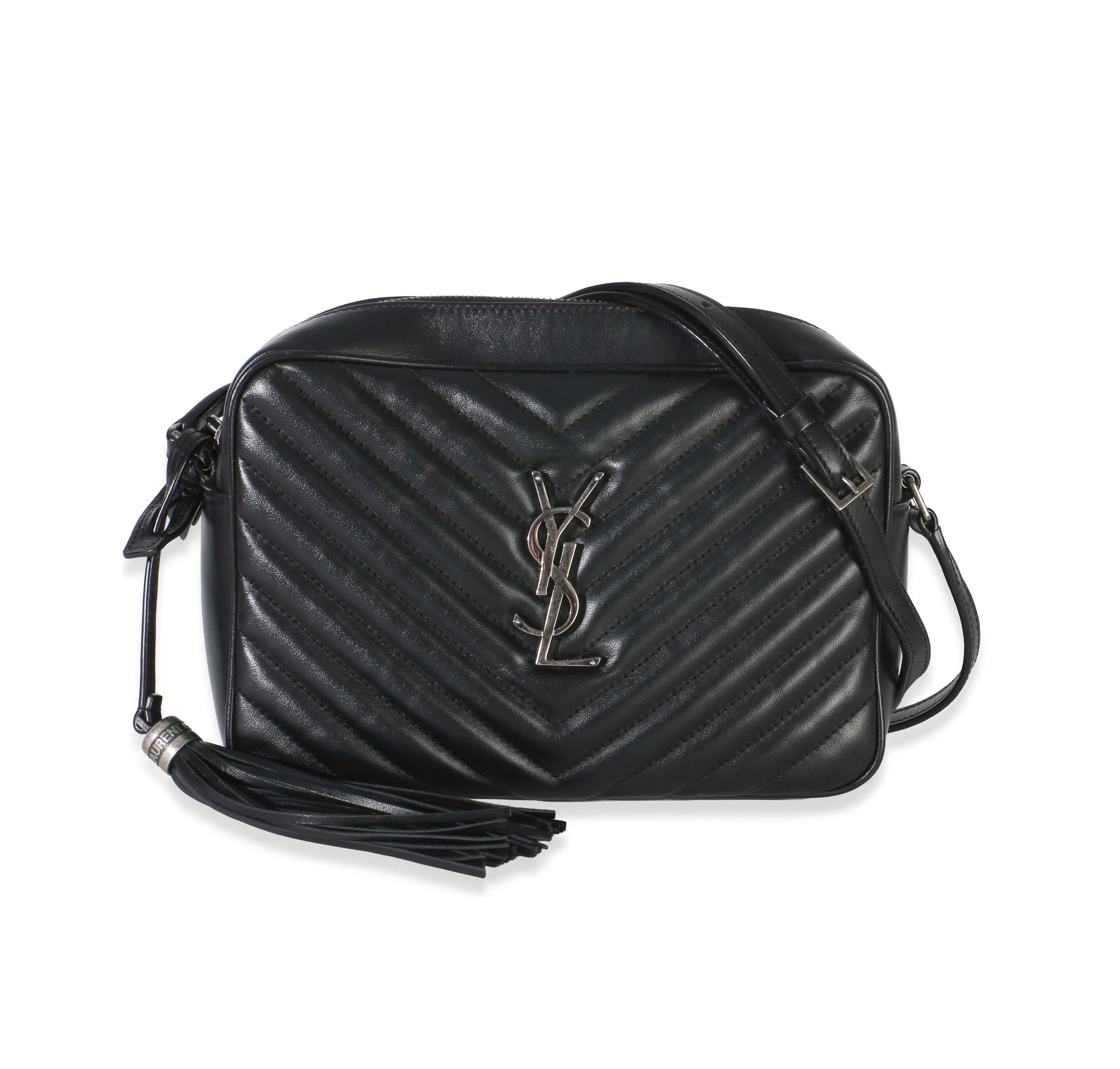 Pre-Owned Saint Laurent Black Matelasse Calfskin Lou Camera