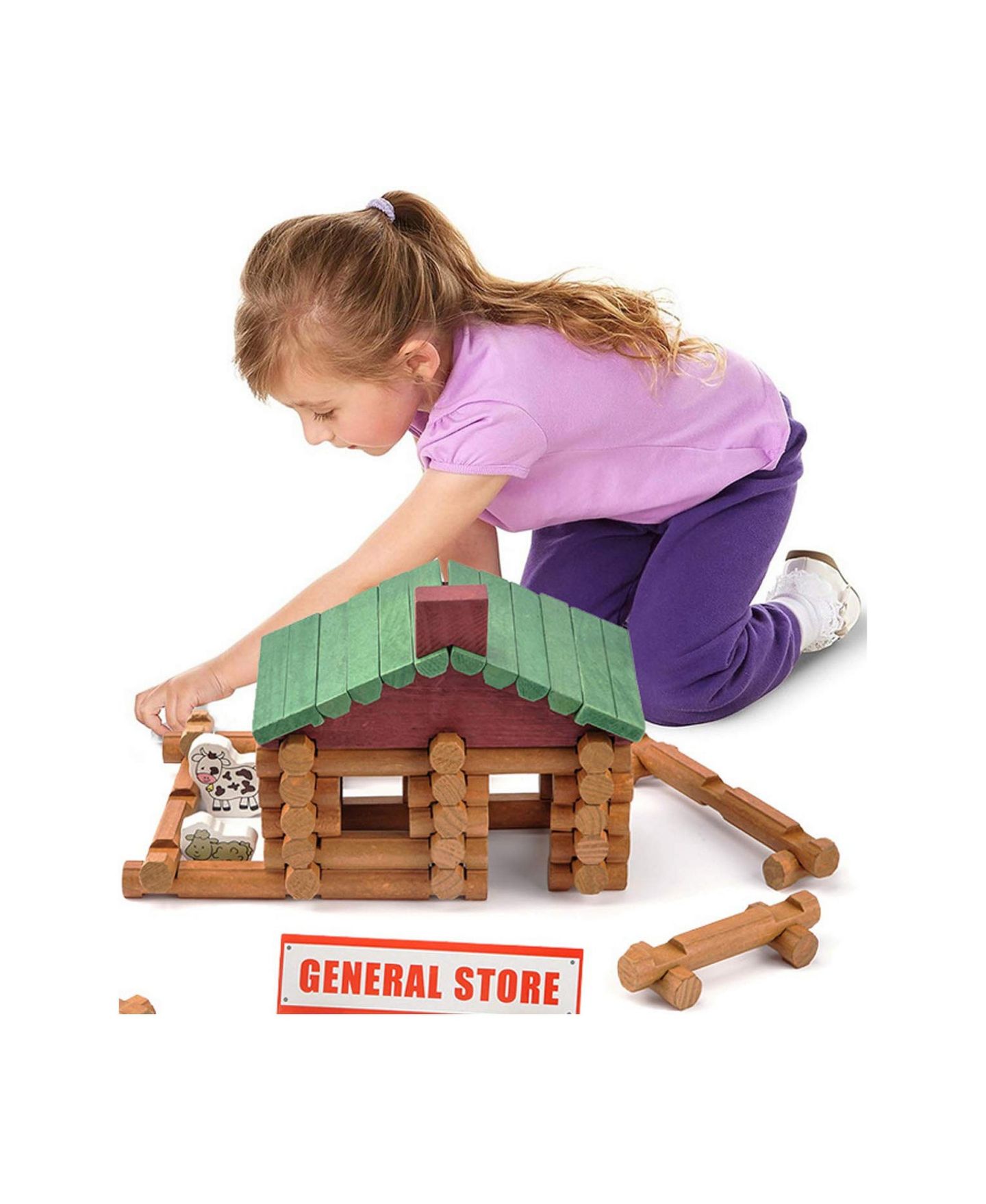 Детский конструктор GNUADZ Wood Logs 170-Piece Building Set, Ages 3+, цвет: Разноцветный — фото 1