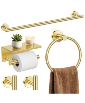 5 Piece 23.6" Bathroom Hardware Set Towel Bar Rack Wall Mounted