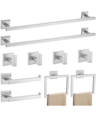 10 Piece 23.6" Towel Bar Set Bathroom Hardware Stainless Steel Wall Mounted