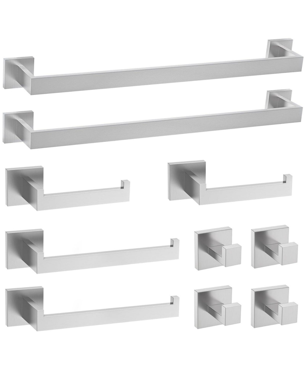 Cyqbd 10-Piece 23.6" Bathroom Hardware Set Towel Bar SUS304 Stainless Steel Wall Mounted - Brushed nickel