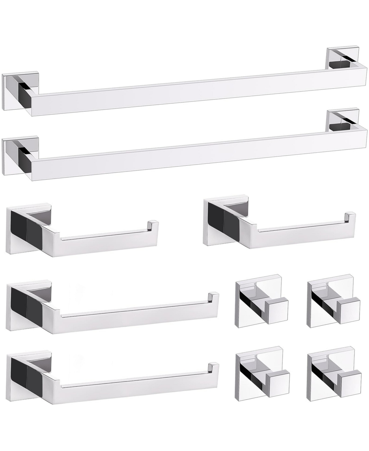 Cyqbd 10-Piece 23.6" Bathroom Hardware Set Towel Bar SUS304 Stainless Steel Wall Mounted - Chrome