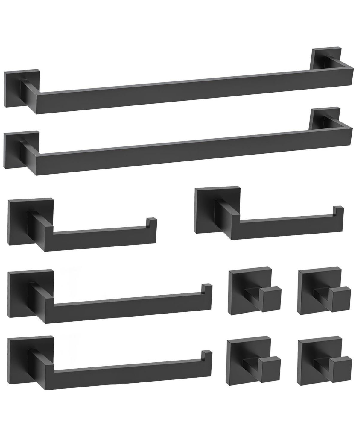 Cyqbd 10-Piece 23.6" Bathroom Hardware Set Towel Bar SUS304 Stainless Steel Wall Mounted - Matte black