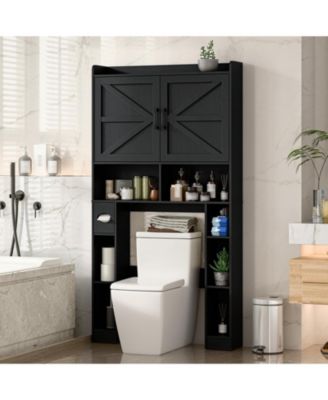 Over The Toilet Storage Cabinet with 2 Barn Doors