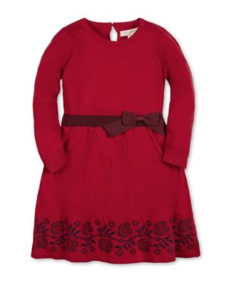 Girls' 6-12 Long-Sleeve Skater Sweater Dress with Bow