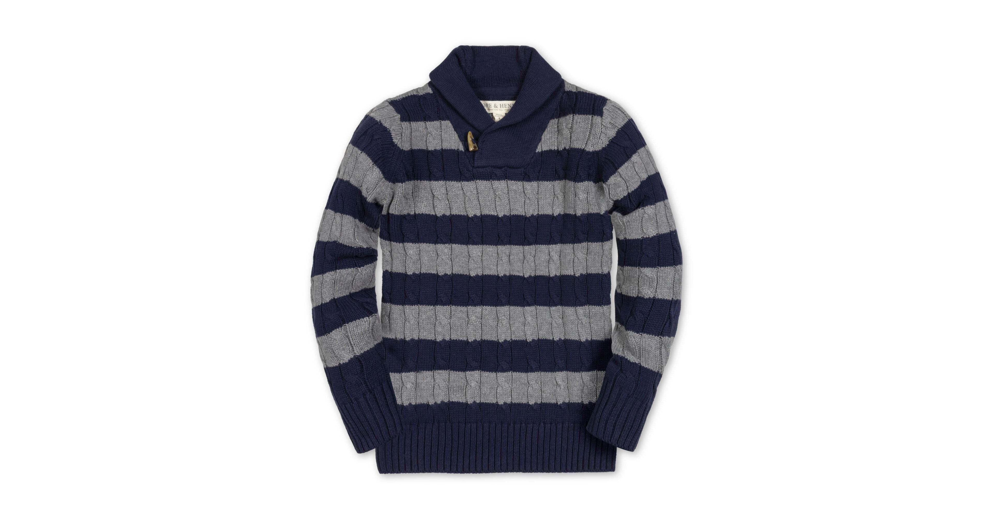 Hope & Henry Toddler Boys' 2T-5T Cable-Knit Shawl-Collar Cotton Sweater