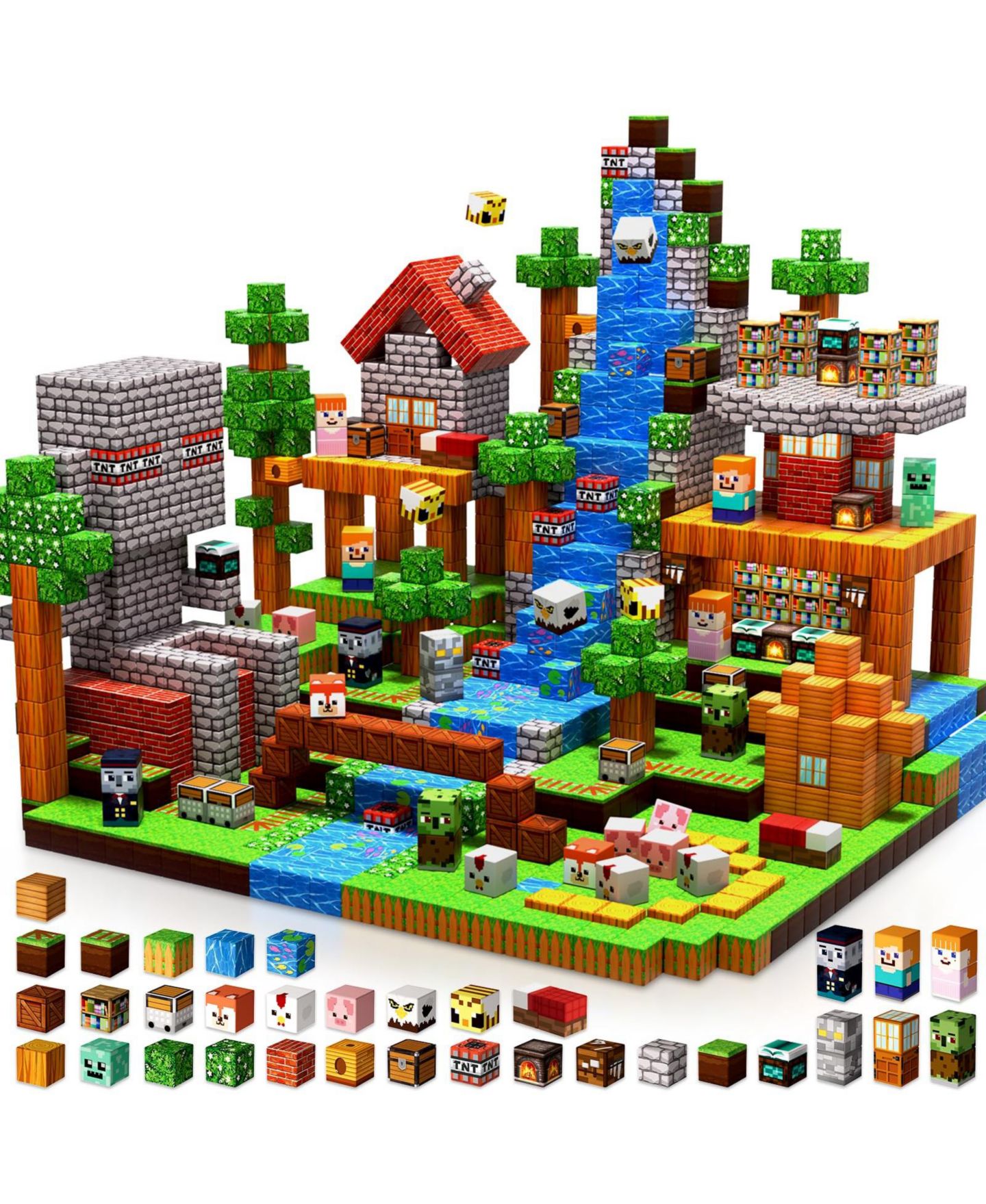 Детские конструкторы GNUADZ Minecraft 300-Piece Building Block Set, Ages 3+, цвет: Тёмно-зелёный — фото 1