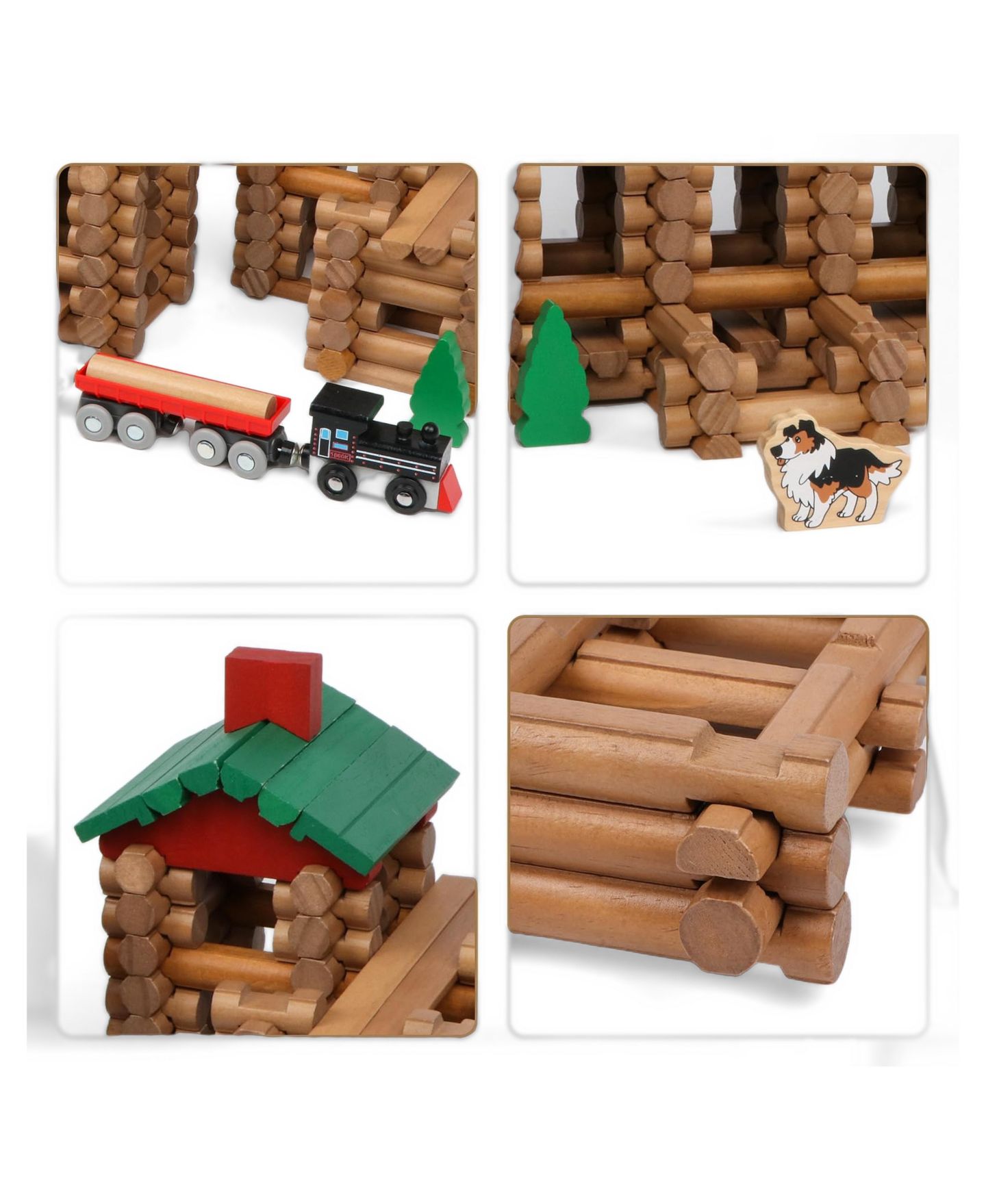 Детский конструктор GNUADZ Wooden Log 208-Piece Building Set, Ages 3+, цвет: Classic — фото 3