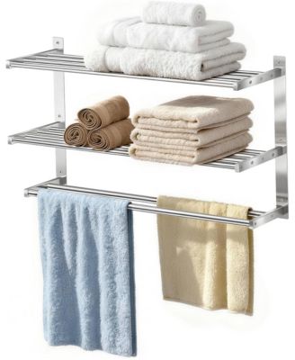 24" Towel Rack Double Bars 3 Tier Bathroom Hardware