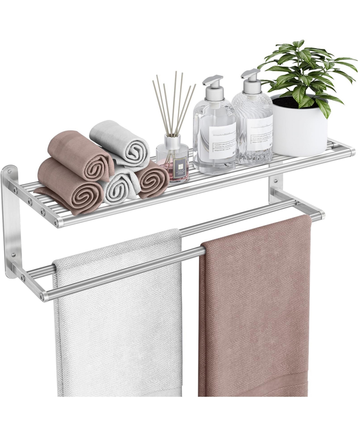 Cyqbd Towel Rack Bathroom Hardware Double Bar Wall Mounted 2 Tier - Brushed nickel