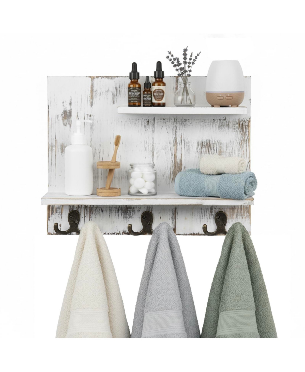 Cyqbd Bathroom Hardware Wall Mounted Wood Shelves With Hooks