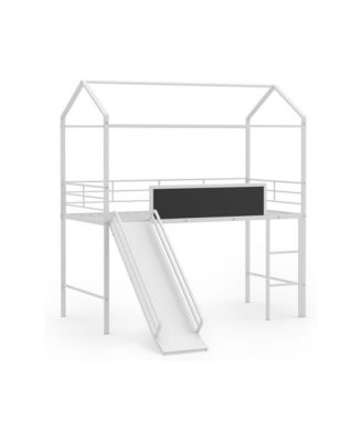 Kids Twin Loft Bed with Play Slide and Safety Ladder