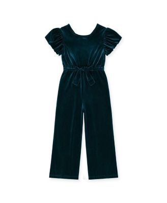 Girls' 4-16 Velvet Bubble-Sleeve Jumpsuit