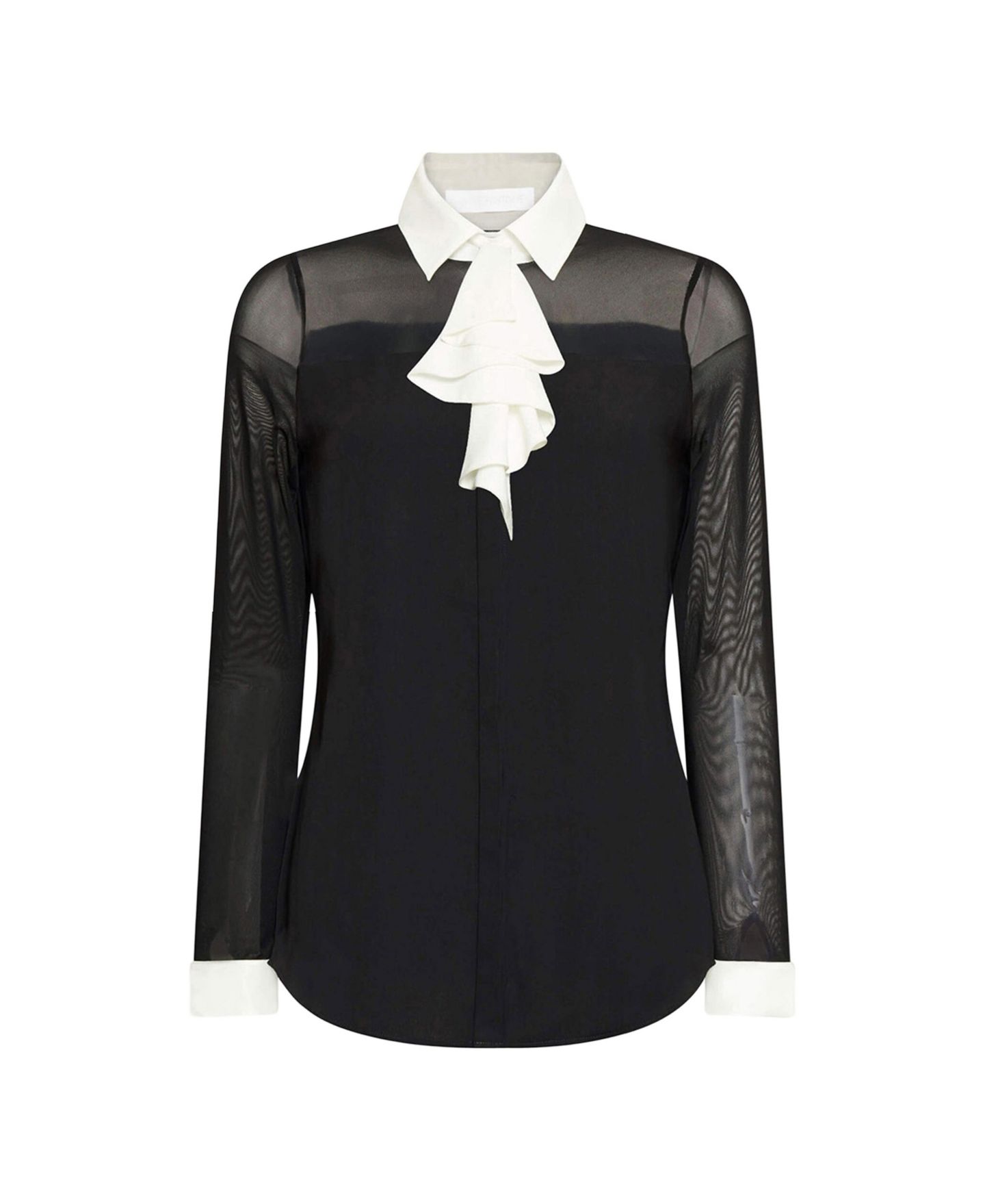 Женская блузка Anne Fontaine Sheryl Point-Collar Long-Sleeve Sheer, цвет: Чёрный — фото 2