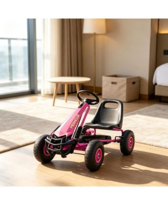 Kids Pedal-Powered Go Kart with Manual Brake, Adjustable Seat and EVA Wheels, 66 lbs. Capacity, Ages 3-8
