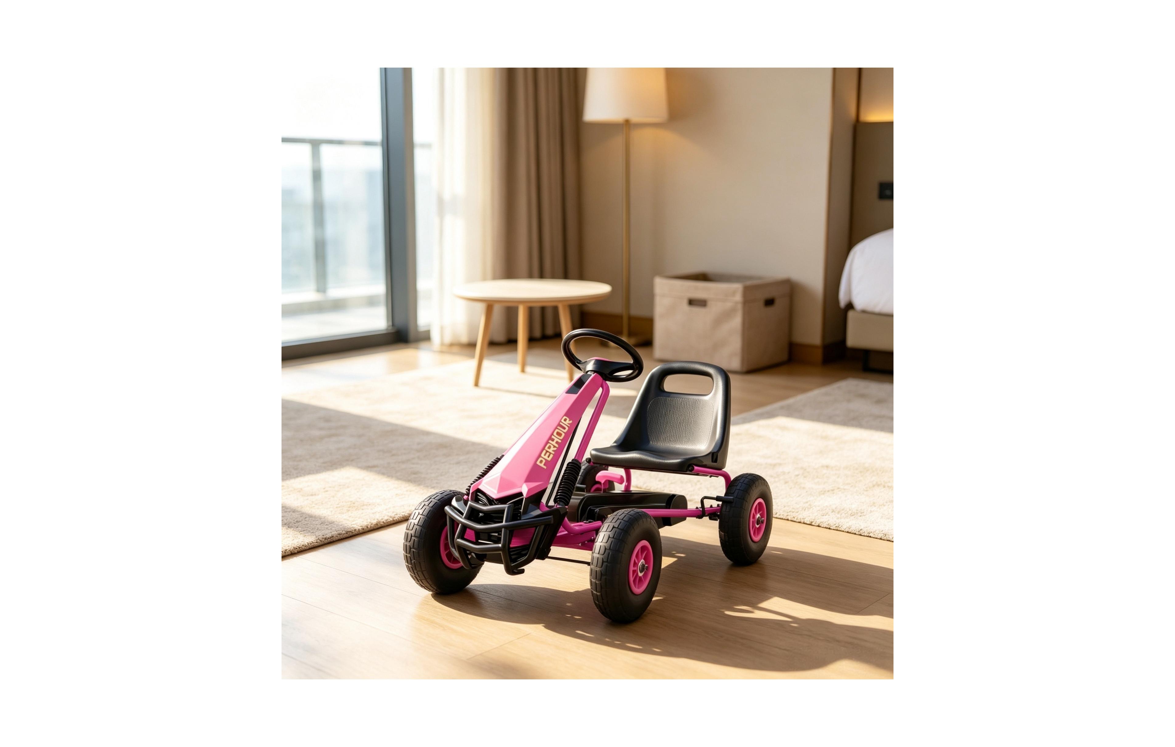 Sevorley Kids Pedal-Powered Go Kart with Manual Brake, Adjustable Seat and Eva Wheels, 66 lbs. Capacity, Ages 3-8