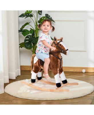Wooden Rocking Horse with Realistic Sounds, 110 lbs. Capacity, Ages 3+